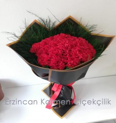 Erzincan Çiçekçi VIP Kırmızı Karanfil Buketi