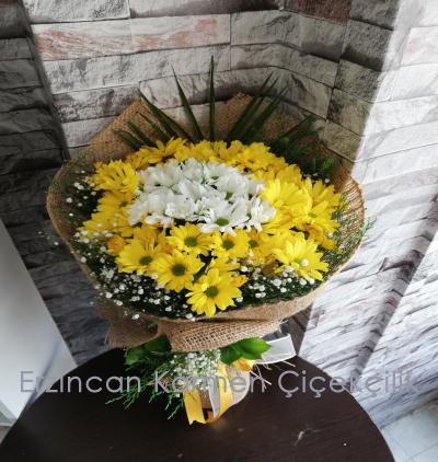  Erzincan Çiçek Sarı & Beyaz VIP Papatya buketi