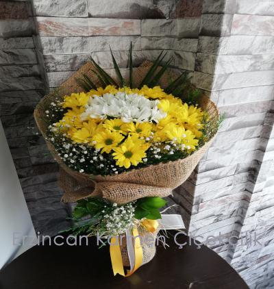  Erzincan Çiçek Sarı & Beyaz VIP Papatya buketi