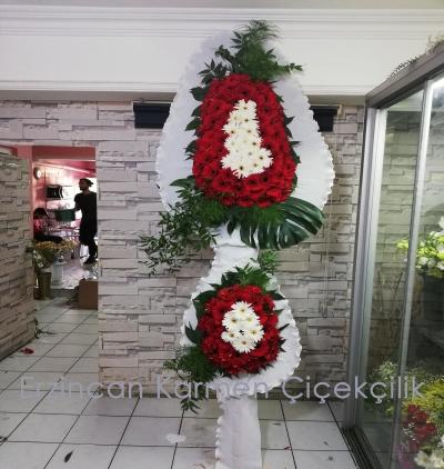  Erzincan Çiçek Çift Katlı Kırmızı & Beyaz  Ayaklı ModelSepet 