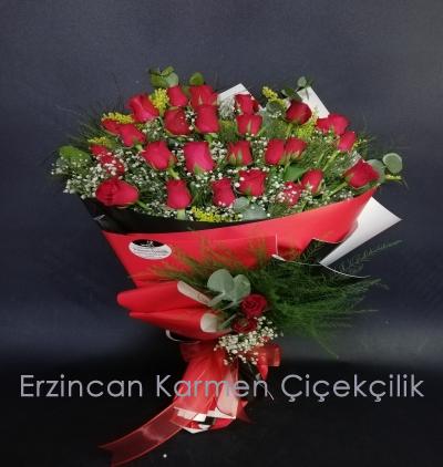 Erzincan Çiçekçi 30 kırmızı gül buketi