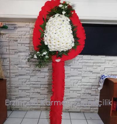  Erzincan Çiçek Tek Katlı Beyaz Gerberalı Ayaklı Model Sepet