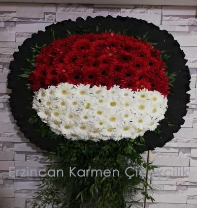  Erzincan Çiçek Cenaze çelengi kırmızı beyaz