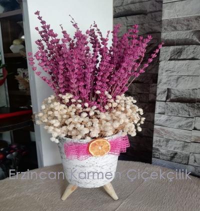  Erzincan Çiçek Gönder Üç ayaklı Vazoda Pembe Renk Lavanta