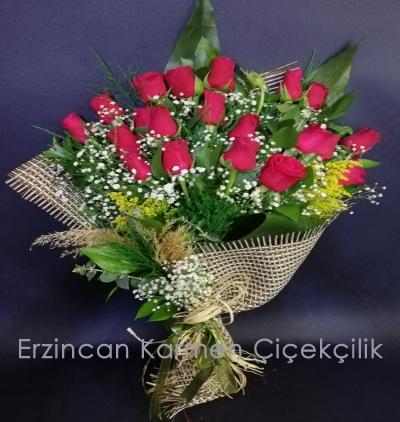 Erzincan Çiçekçiler VIP Kırmızı Gül Buketi -1