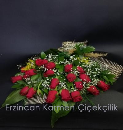  Erzincan Çiçekçiler VIP Kırmızı Gül Buketi -1