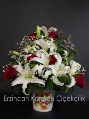  Erzincan Çiçek - Seni Seviyorum Sticker Gül ve Lilyum