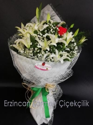  Erzincan Çiçek - Bembeyaz Lilyum Buketi