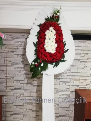Erzincan Çiçekçi - Tek Katlı Kırmızı & Beyaz Gerberalı Ayaklı Model Sepet