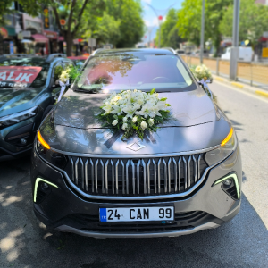  Erzincan Çiçekçiler - Çiçekli Vip Gelin Arabası Süslemesi