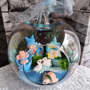  Erzincan Çiçekçiler - Orta boy elma camda mavi bebek objeli teraryum -8